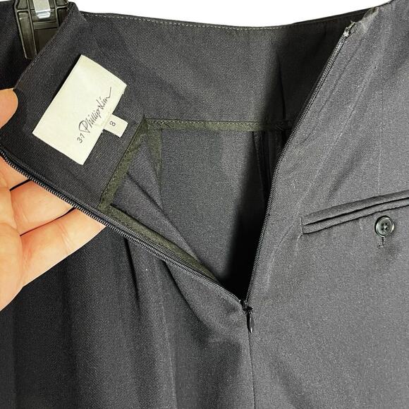 PHILLIP LIM Women’s Black Wide Leg Cropped Tux Stripe Trouser Pant 8 - Picture 4 of 4